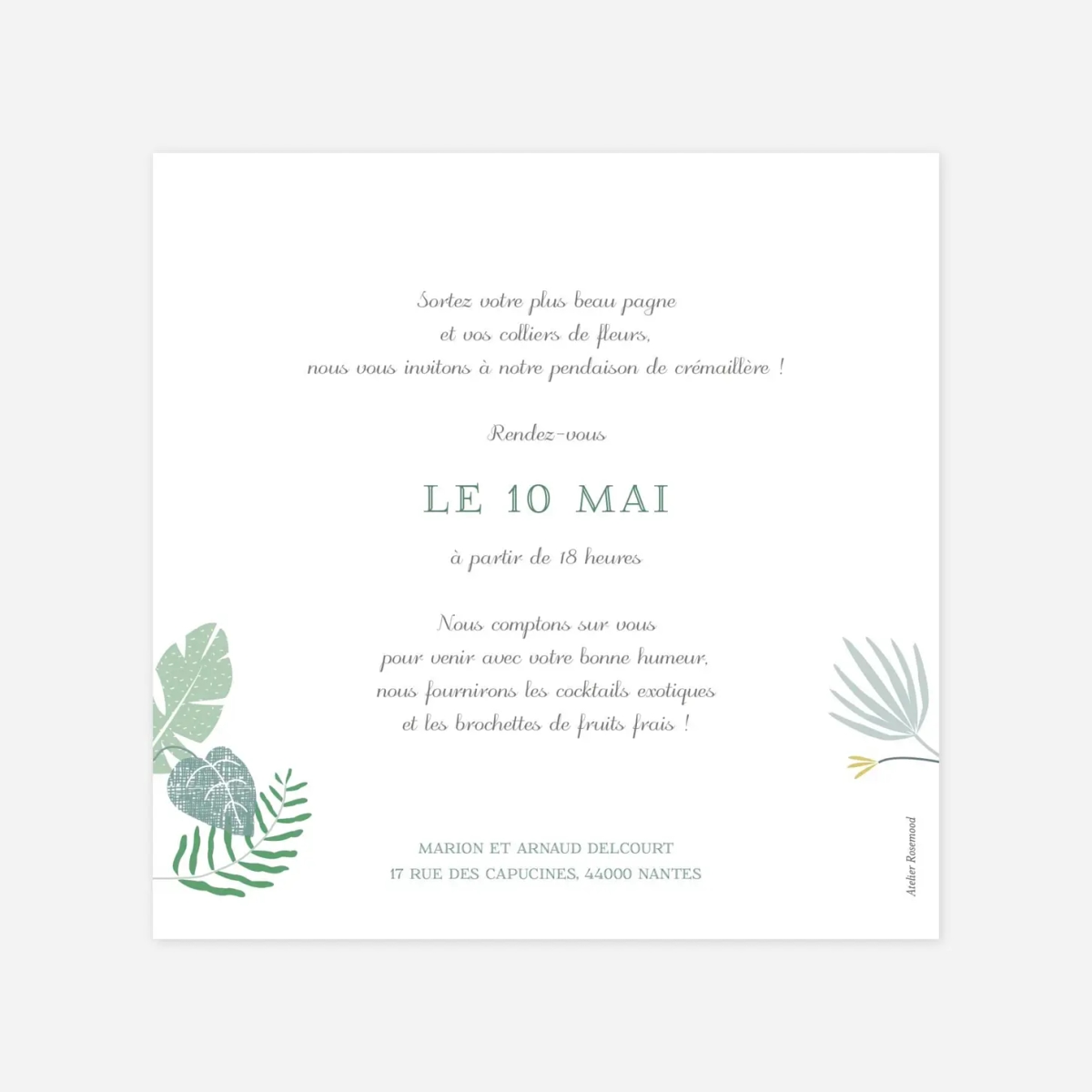 invitation anniversaire Jardin tropical