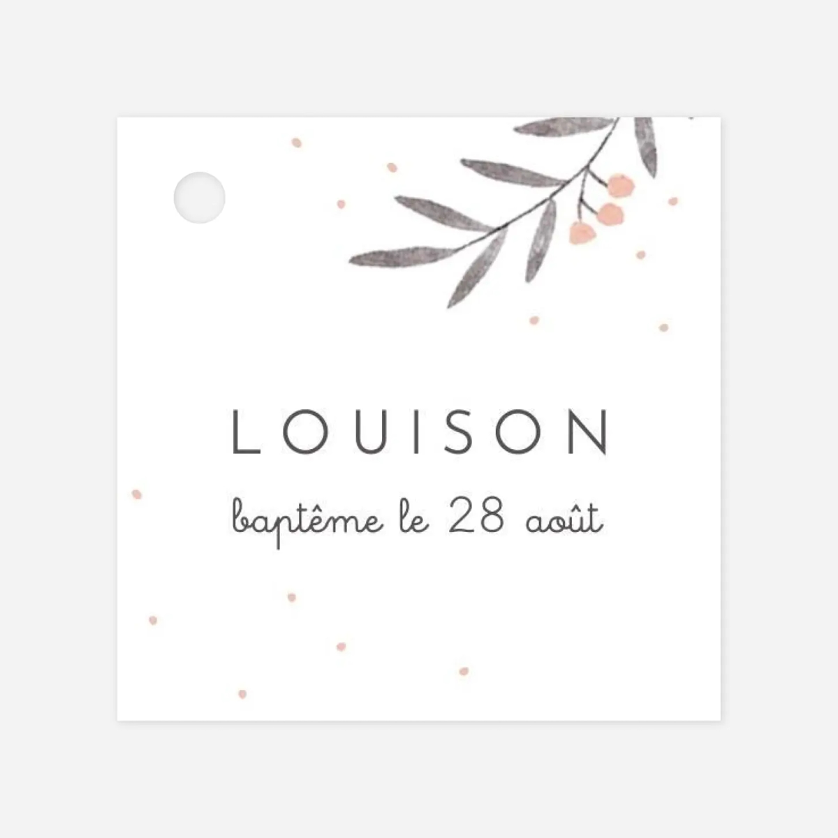 Étiquette baptême Jolies brindilles