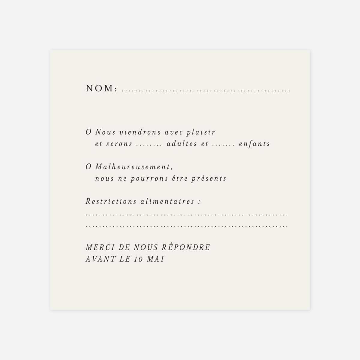 Carton réponse Jeune pousse