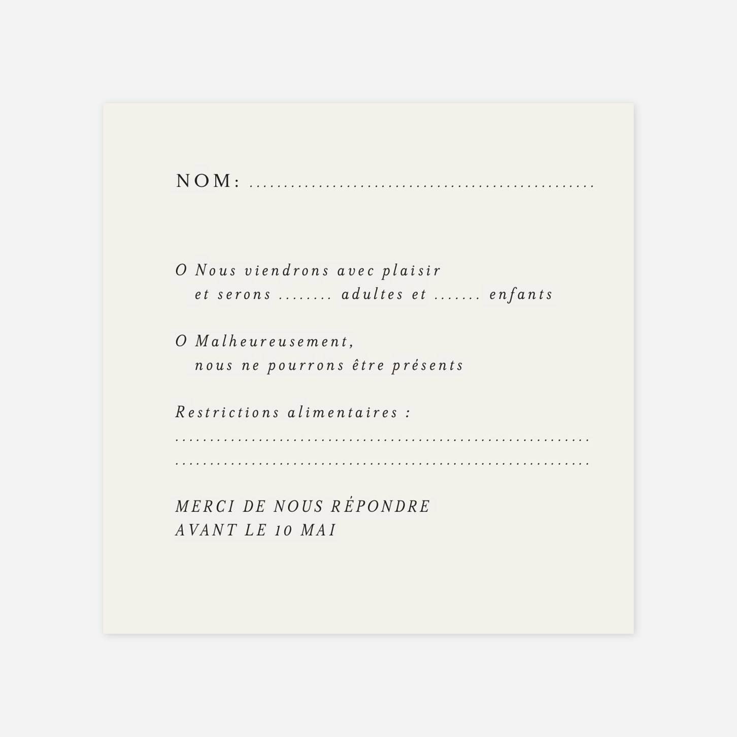 Carton réponse Jeune pousse