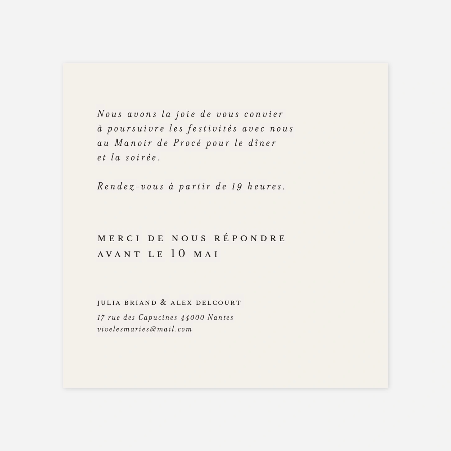 Carton d'invitation Jeune pousse