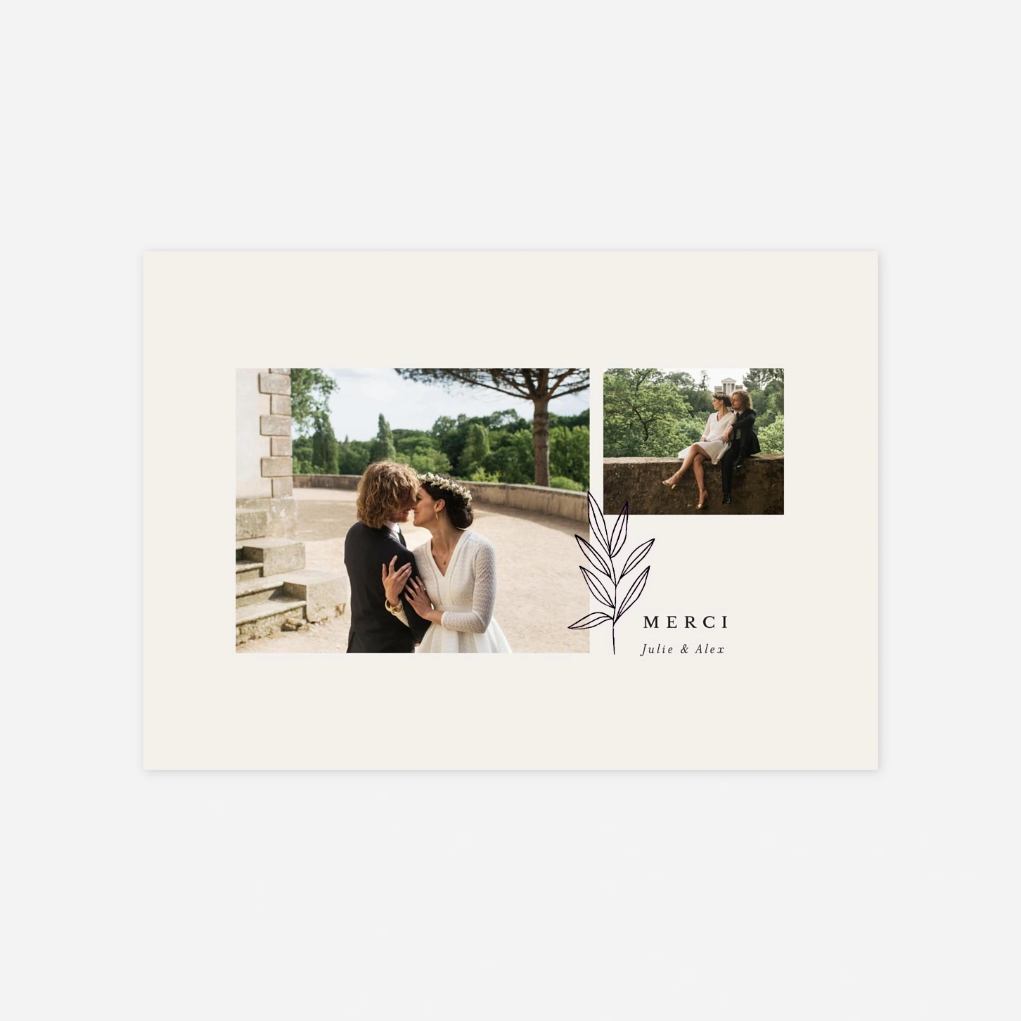 Carte de remerciements Jeune pousse motif