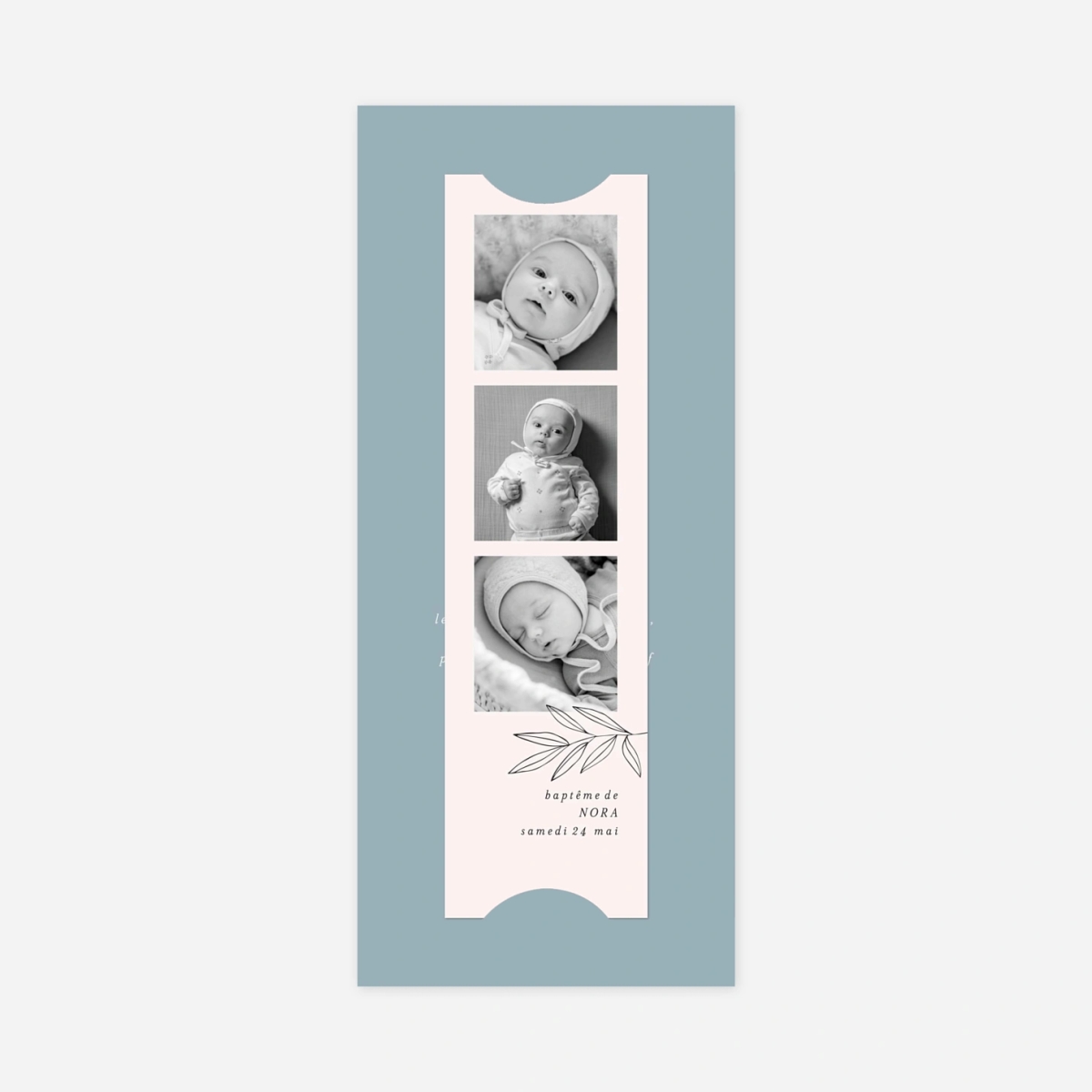 Faire-part baptême Jeune pousse pastel