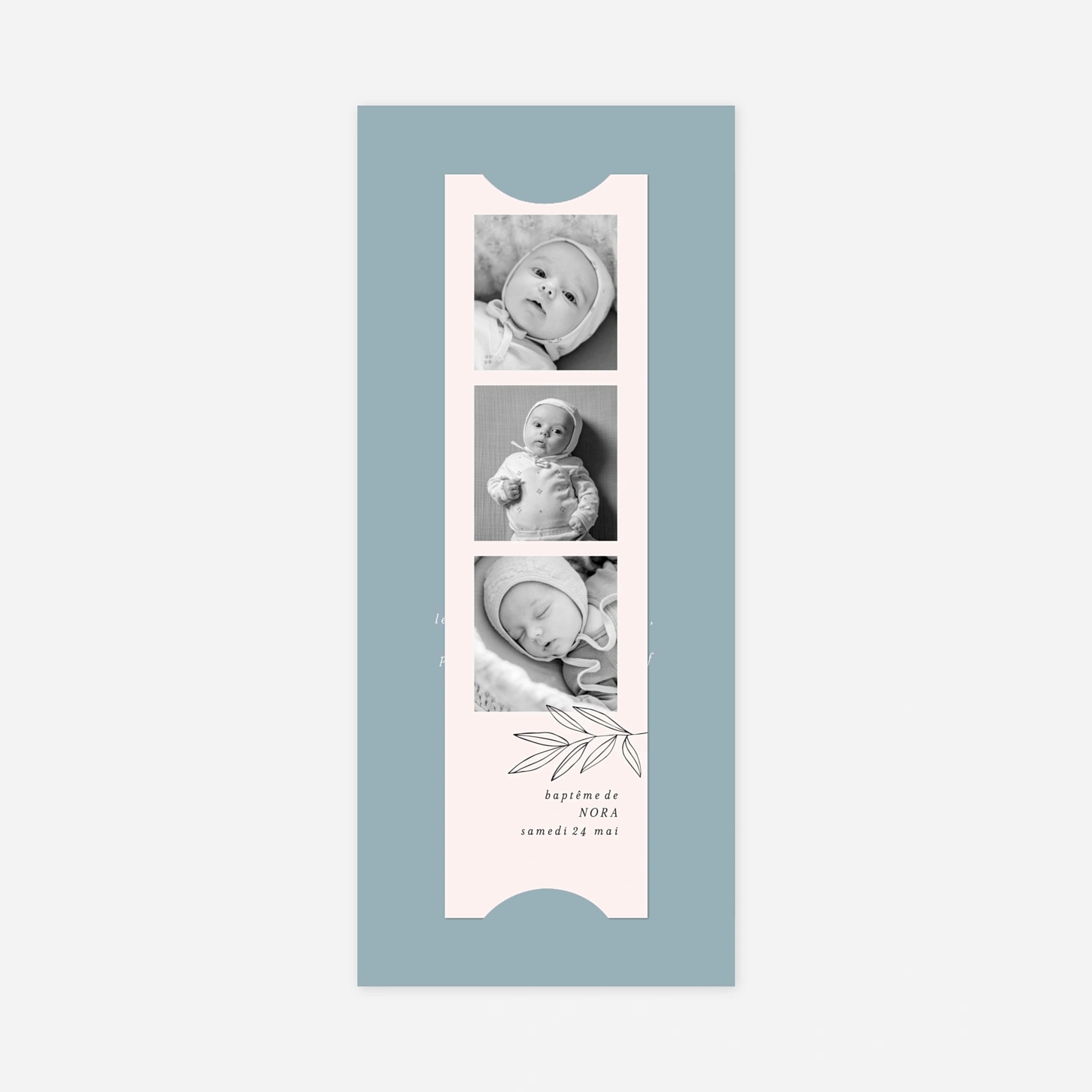 Faire-part baptême Jeune pousse pastel