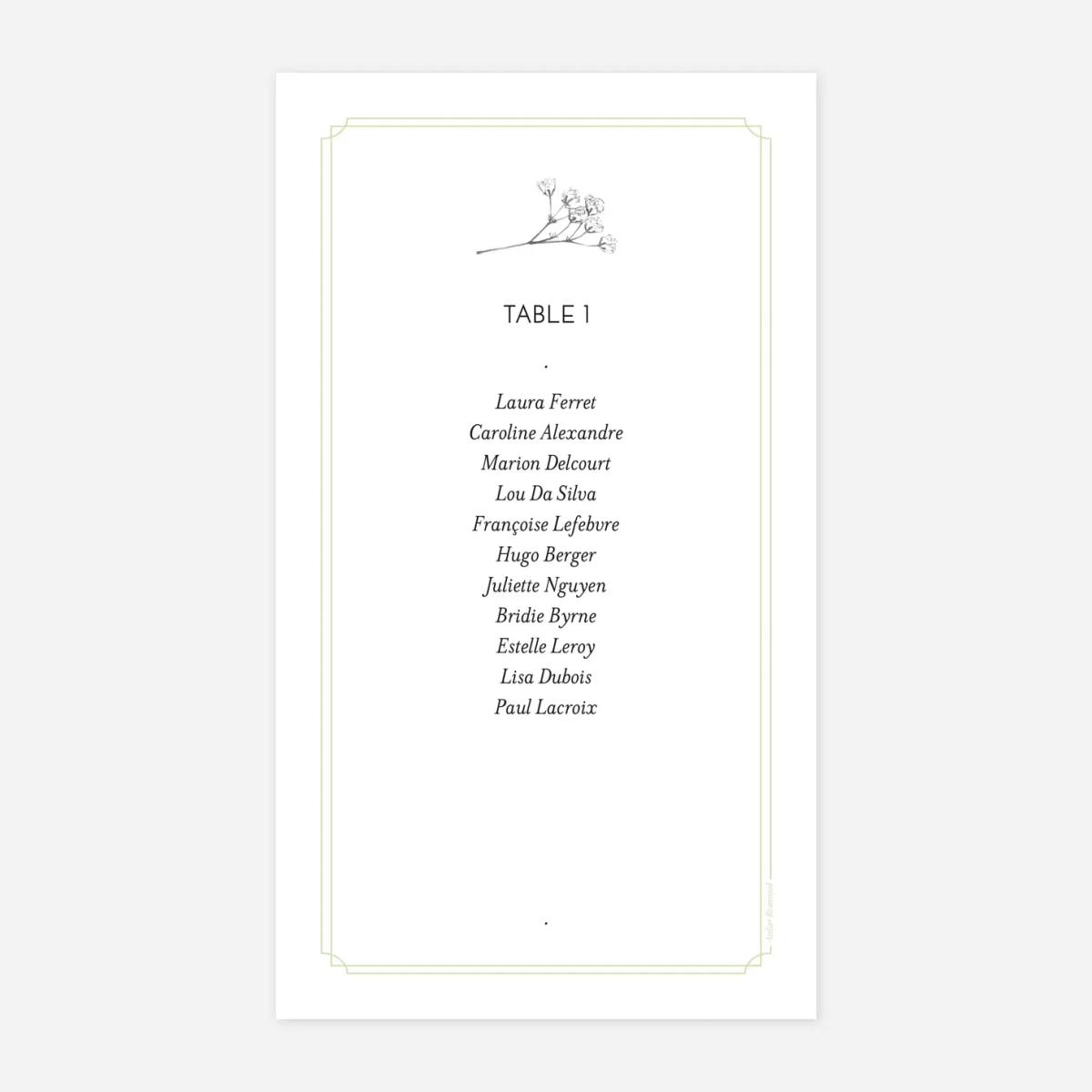 Nom de table mariage Joli brin