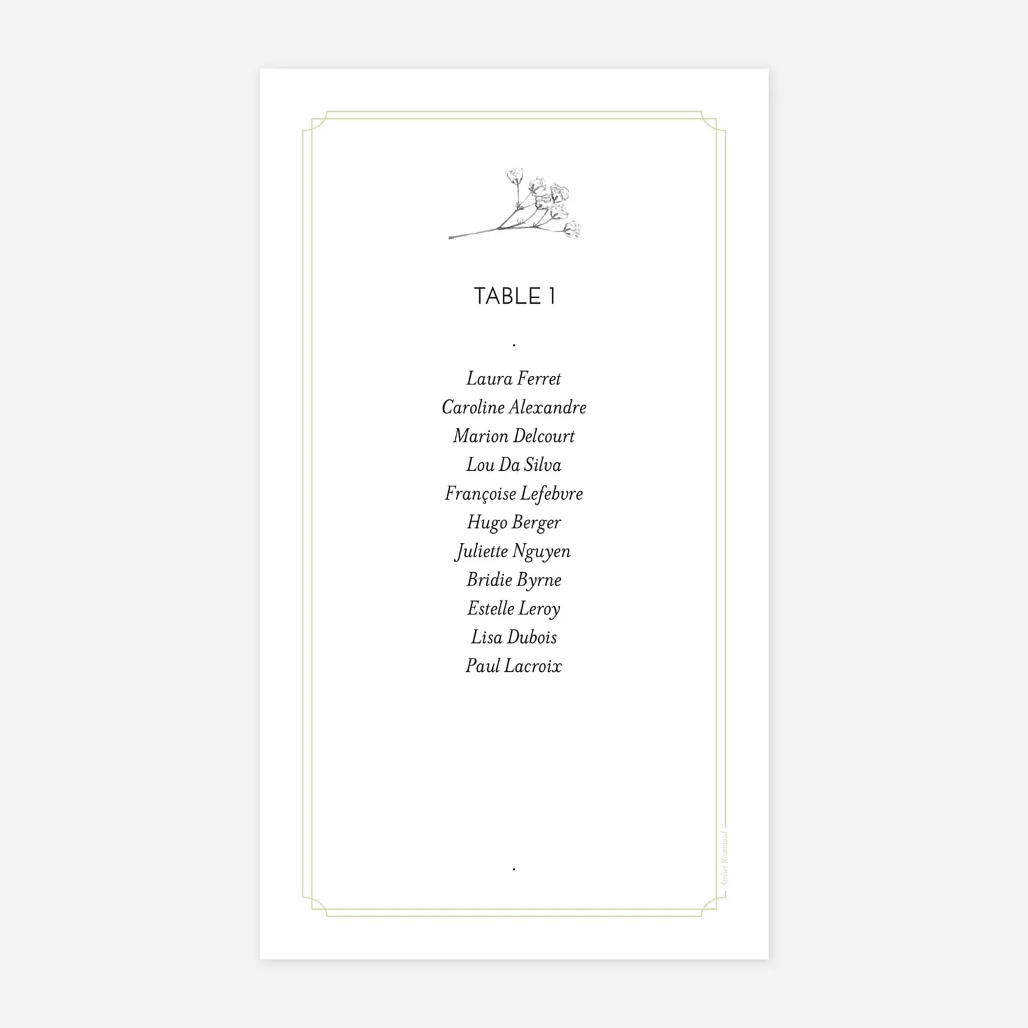 Nom de table mariage Joli brin