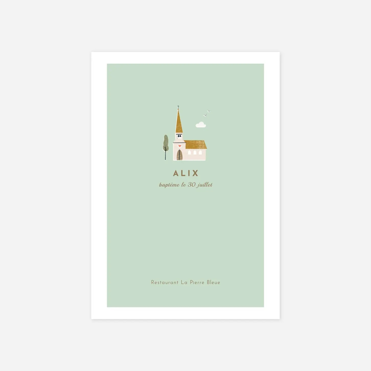 Menu baptême Jour de fête