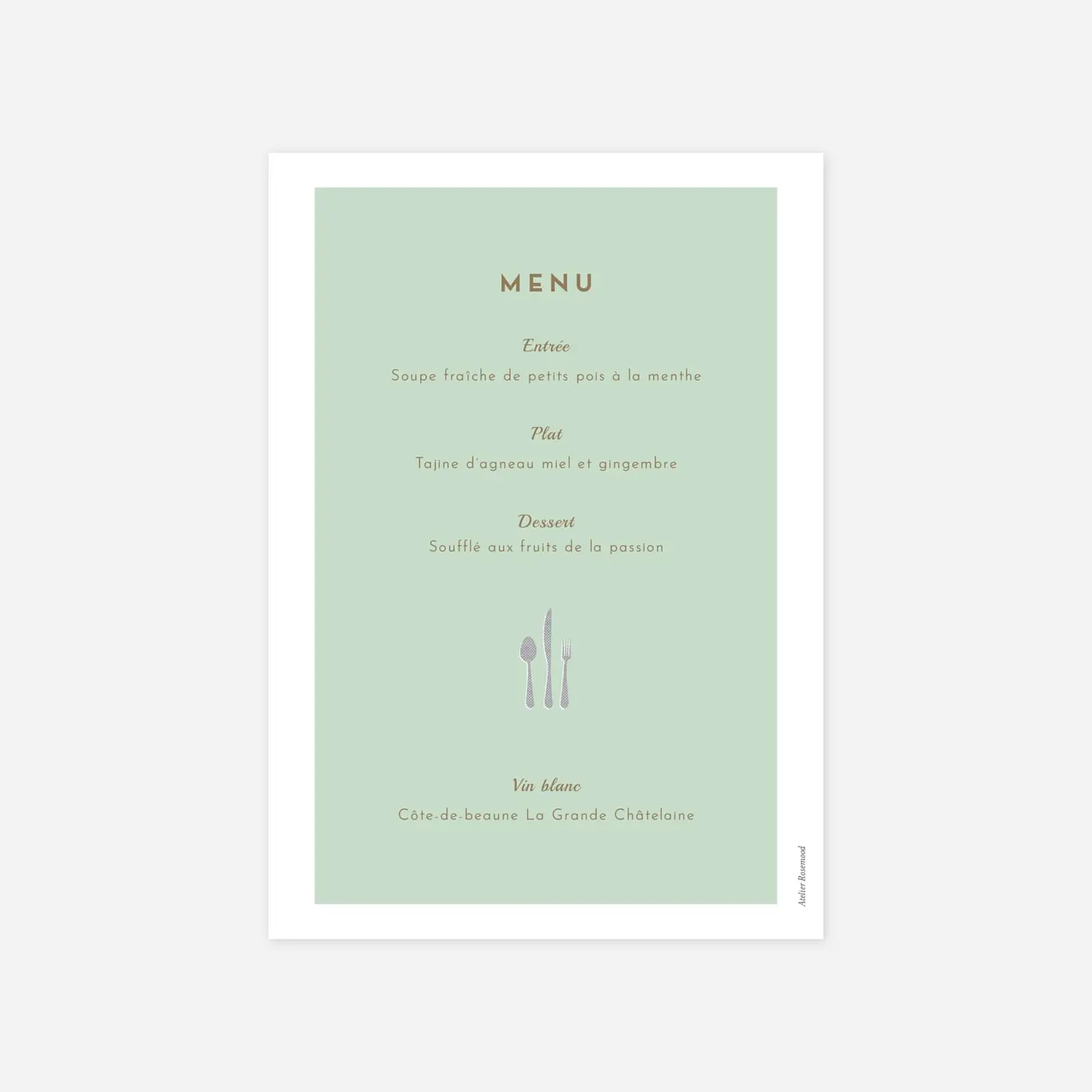 Menu baptême Jour de fête