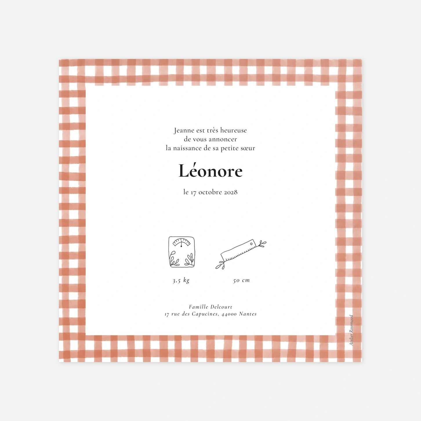 Faire-part naissance Joli vichy