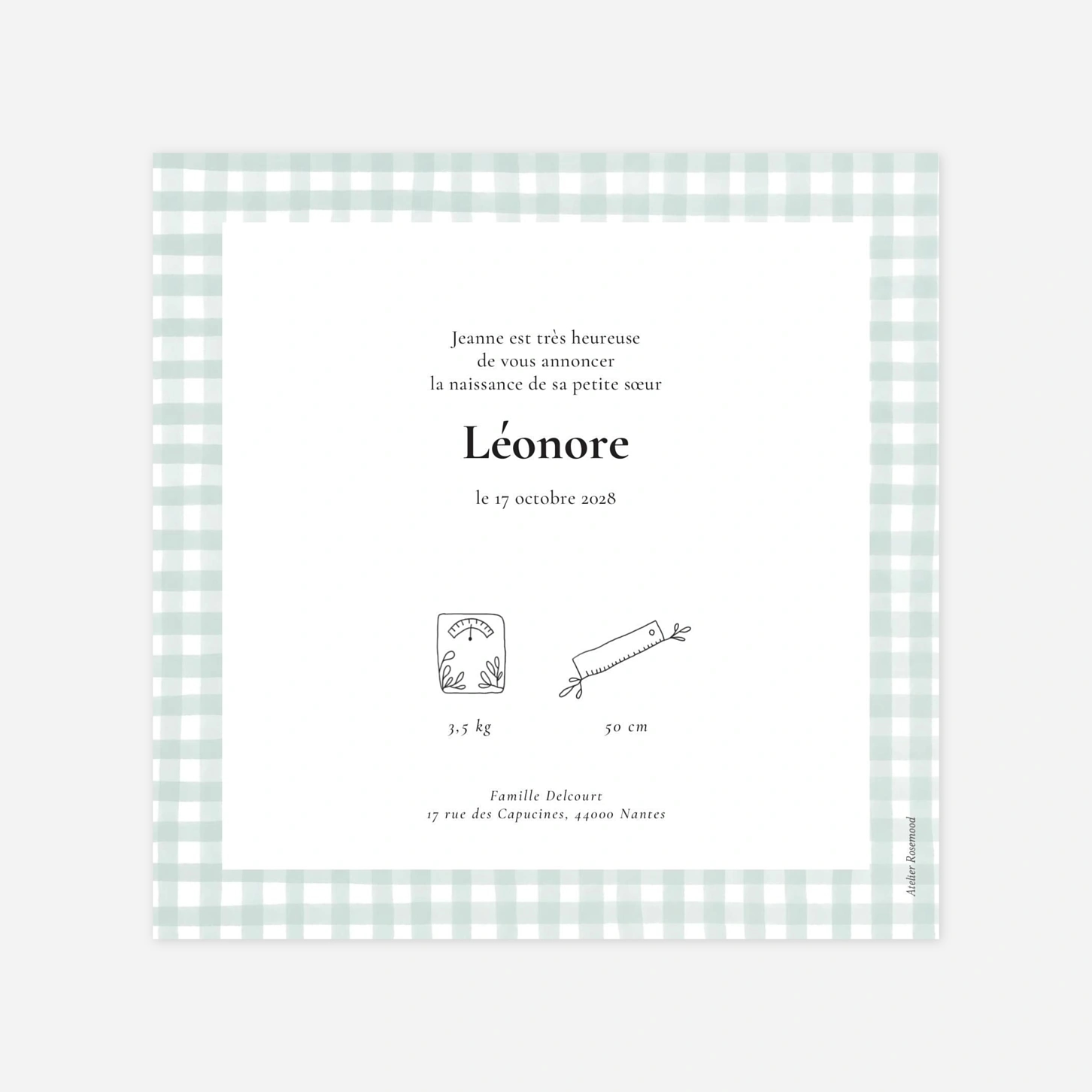Faire-part naissance Joli vichy