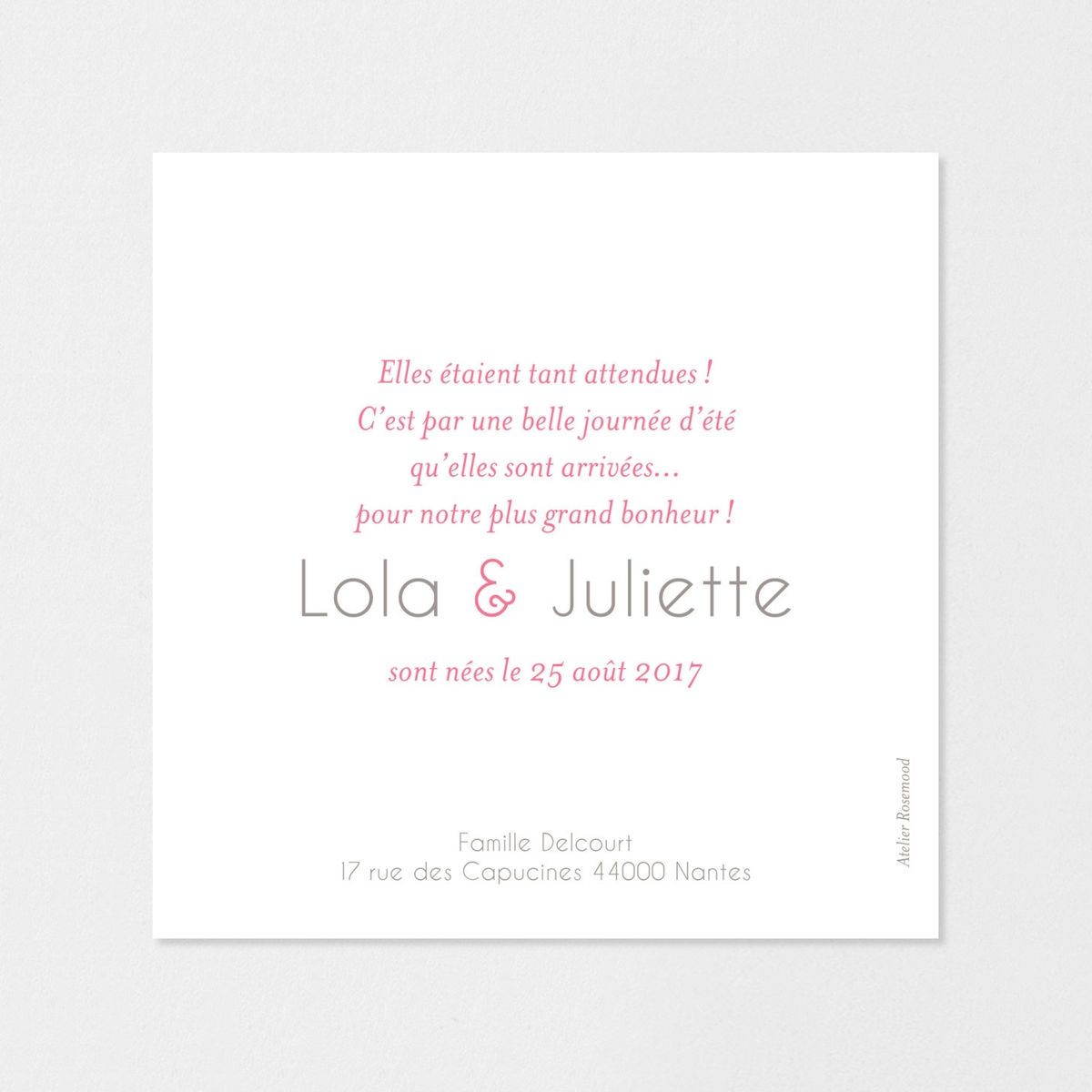 Faire-part naissance Jumeaux Photo rétro