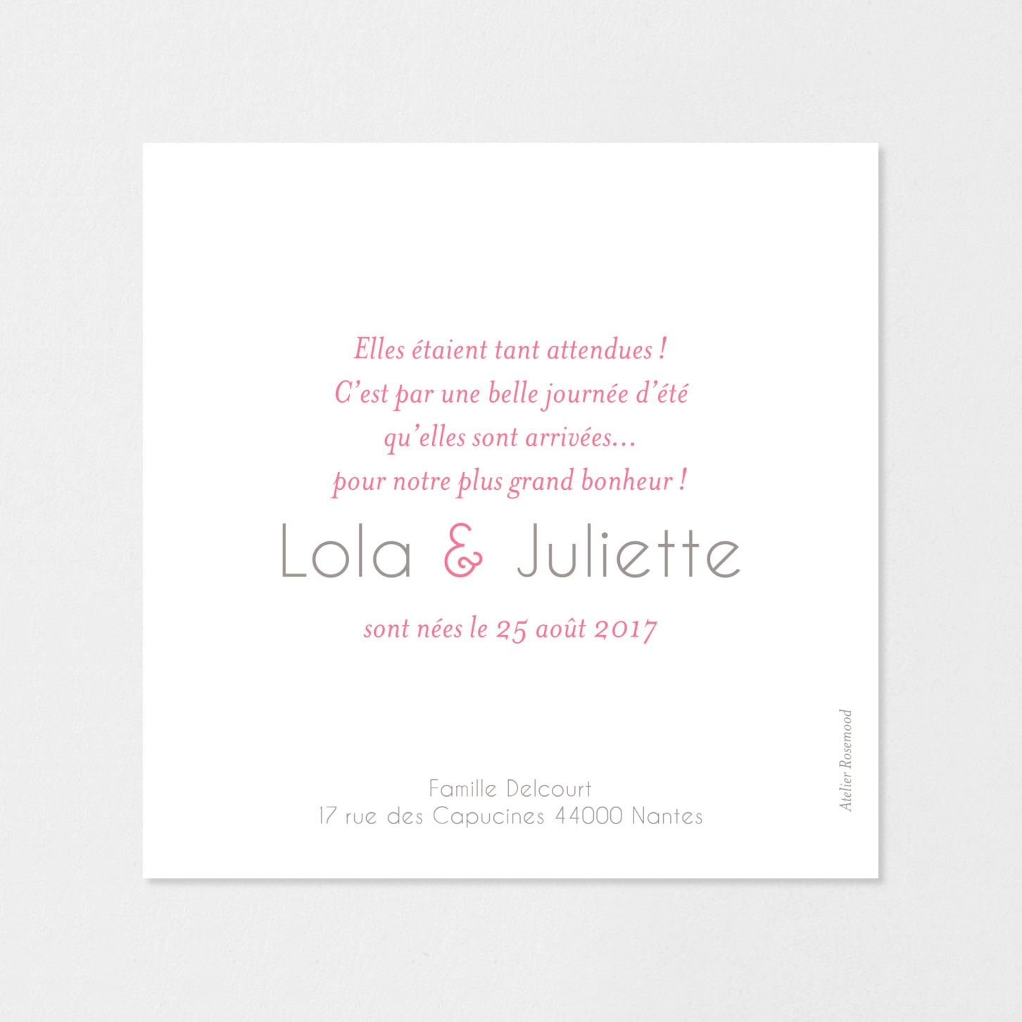 Faire-part naissance Jumeaux Photo rétro