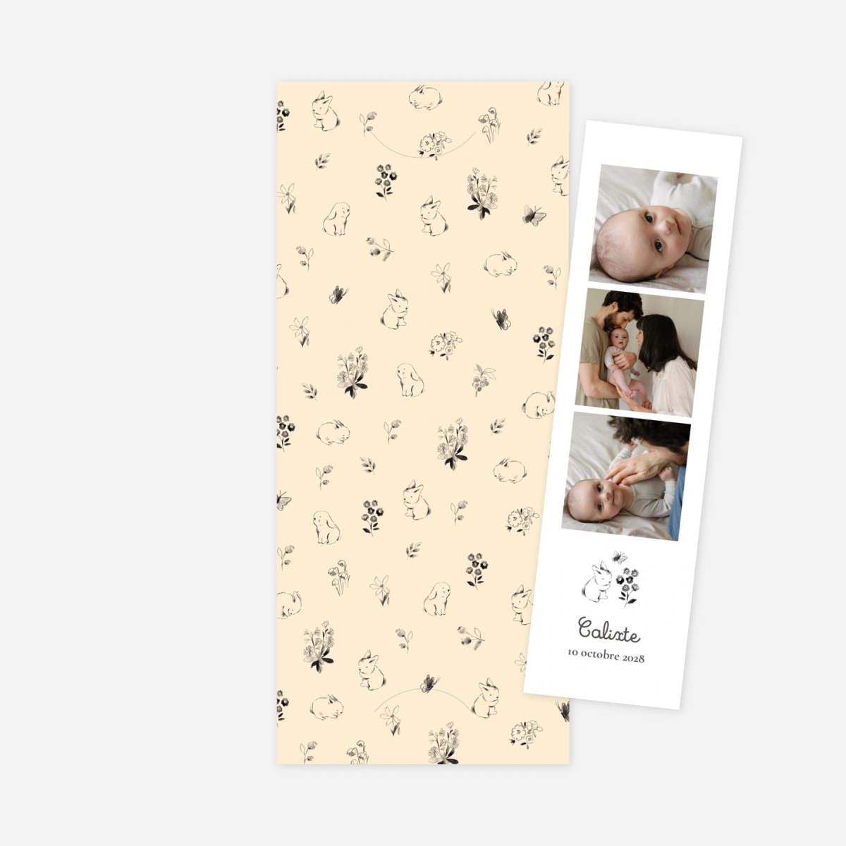 Faire-part naissance Lapin crayonné