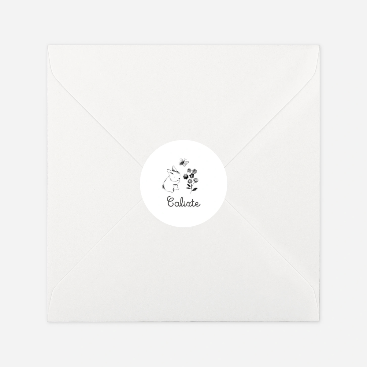 Stickers naissance Lapin crayonné