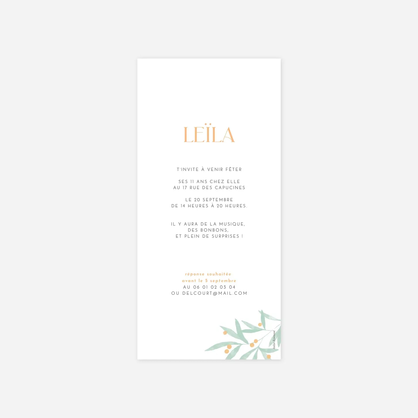 invitation anniversaire enfant Laurier