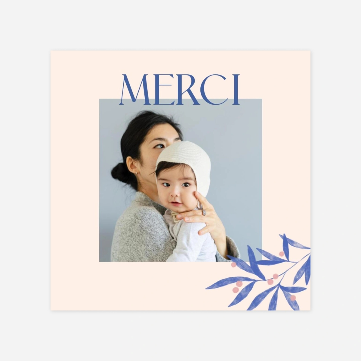 Carte remerciement naissance Laurier