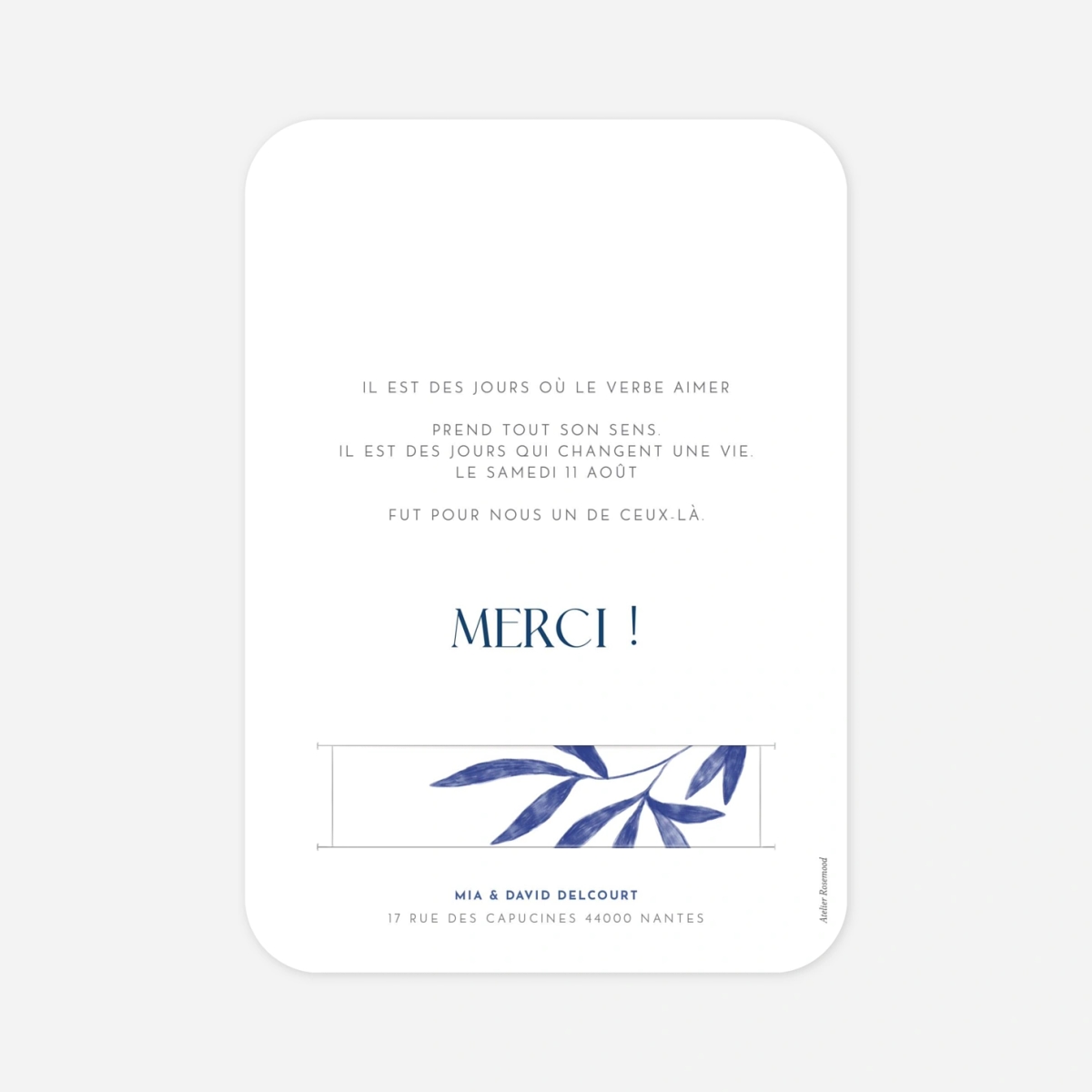 Carte de remerciements Laurier