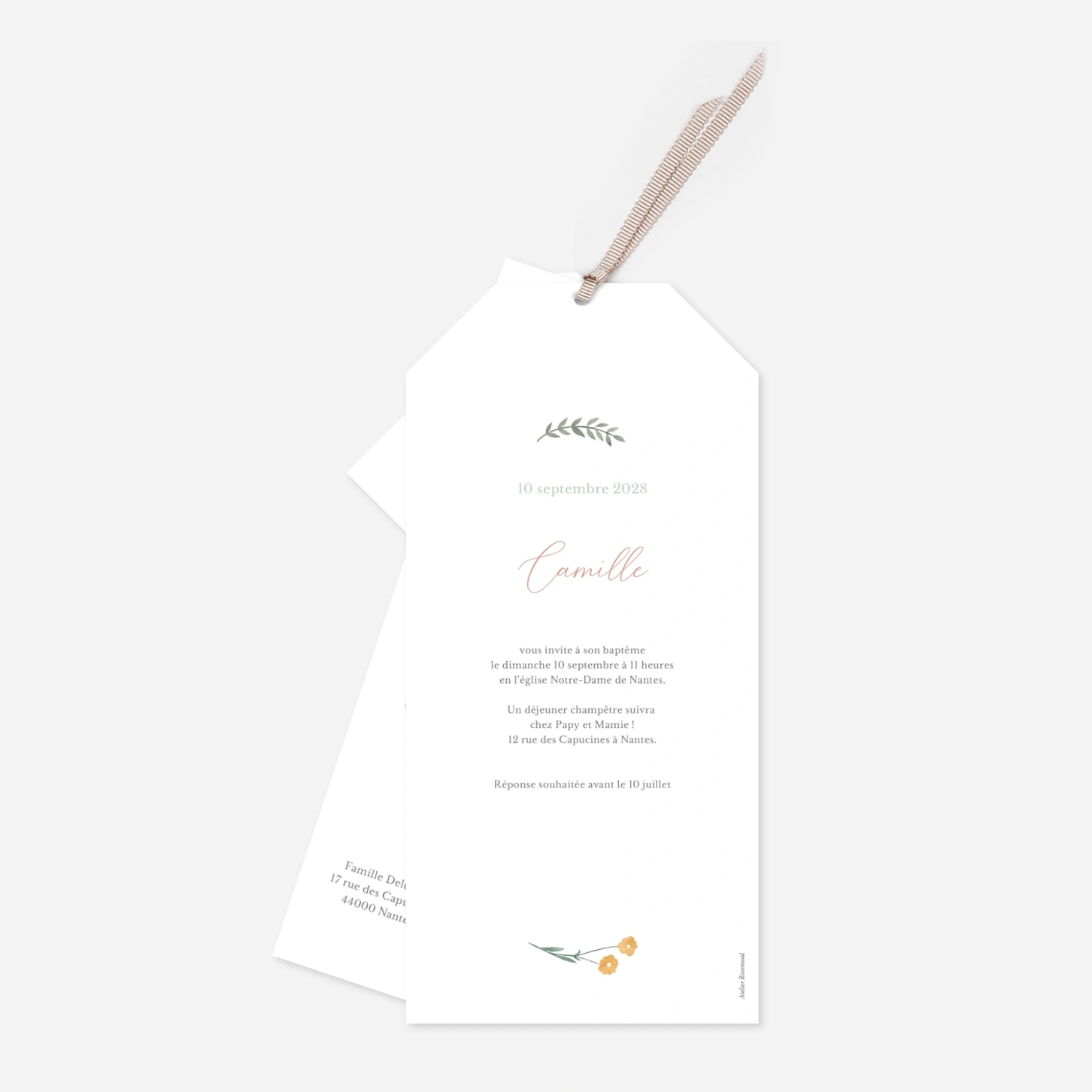 Faire-part baptême Doux éclat