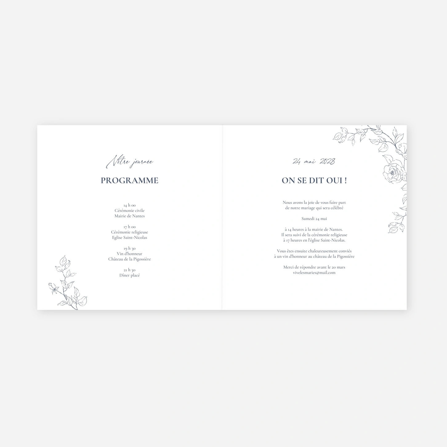 Faire-part mariage Rosée d’amour