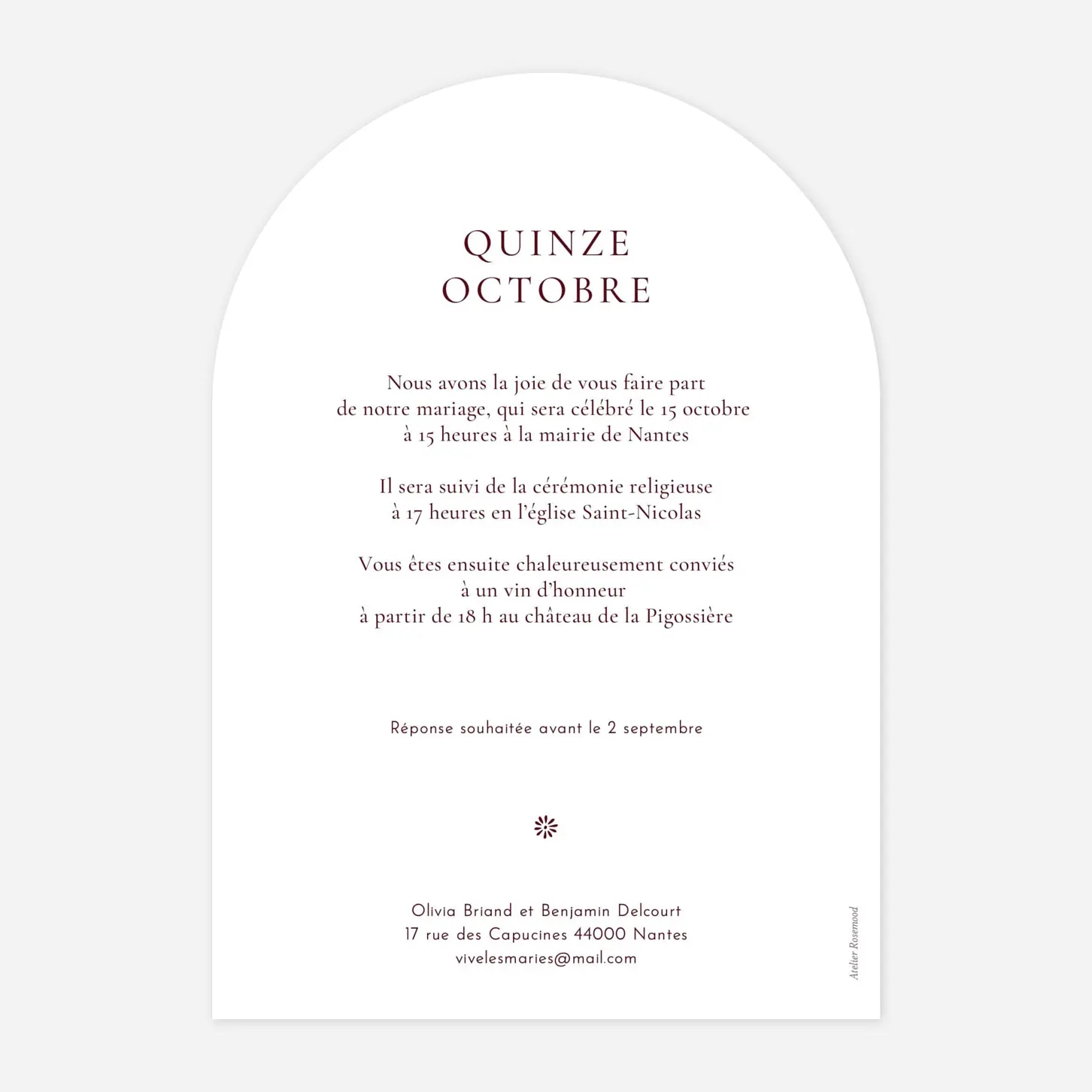 Faire-part mariage Laure de Sagazan II