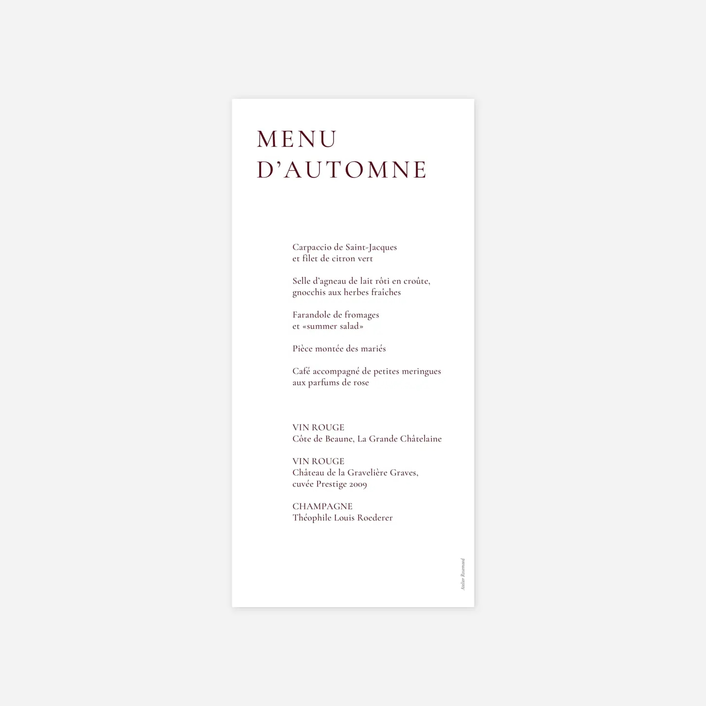 Menu mariage Laure de Sagazan II