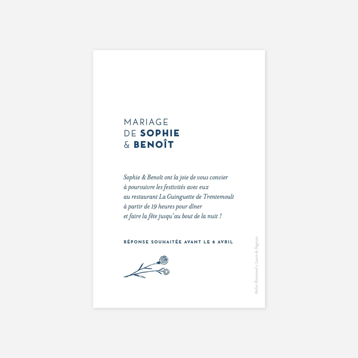 Carton d'invitation Laure de Sagazan