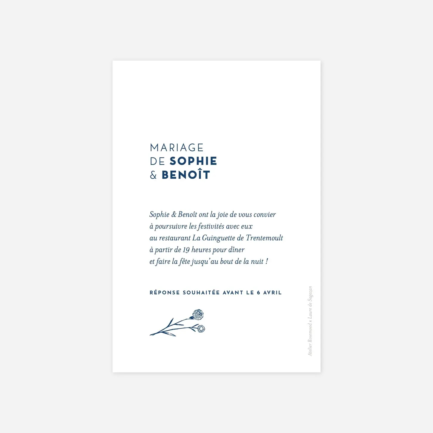 Carton d'invitation Laure de Sagazan