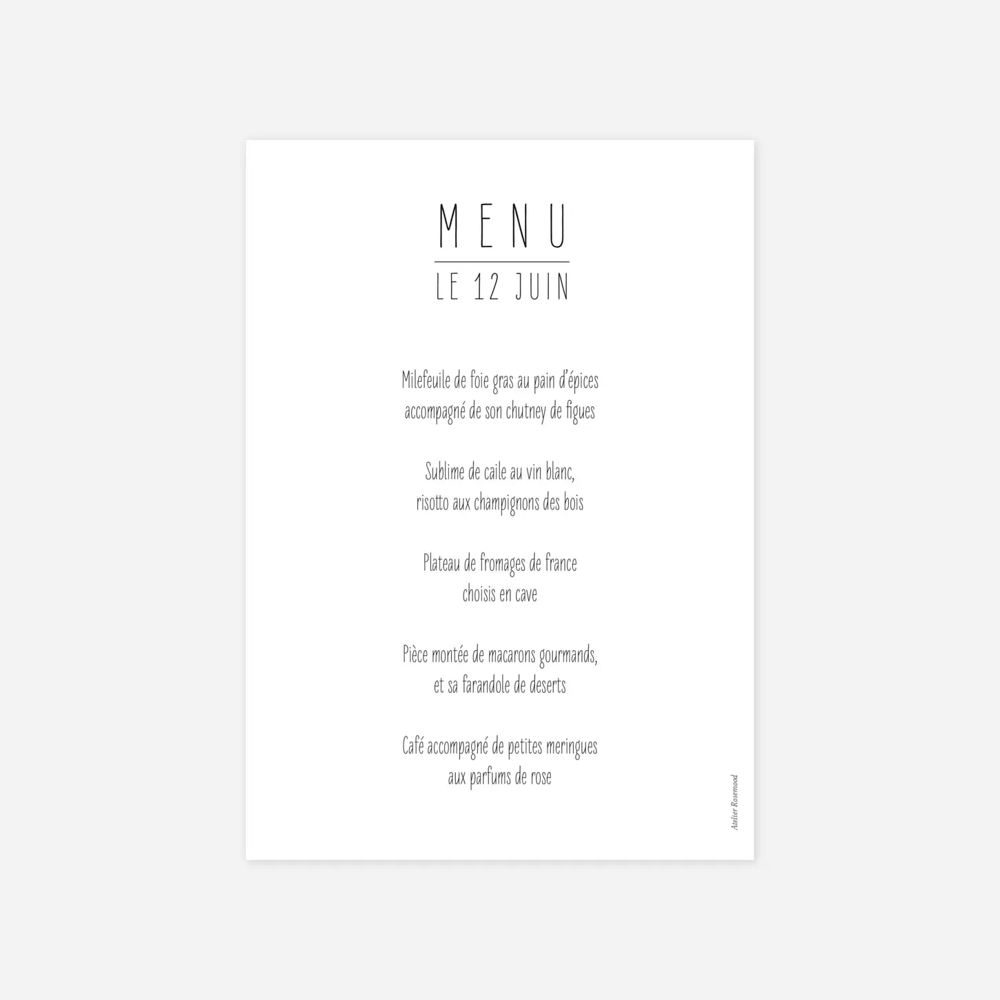 Menu baptême L'essentiel