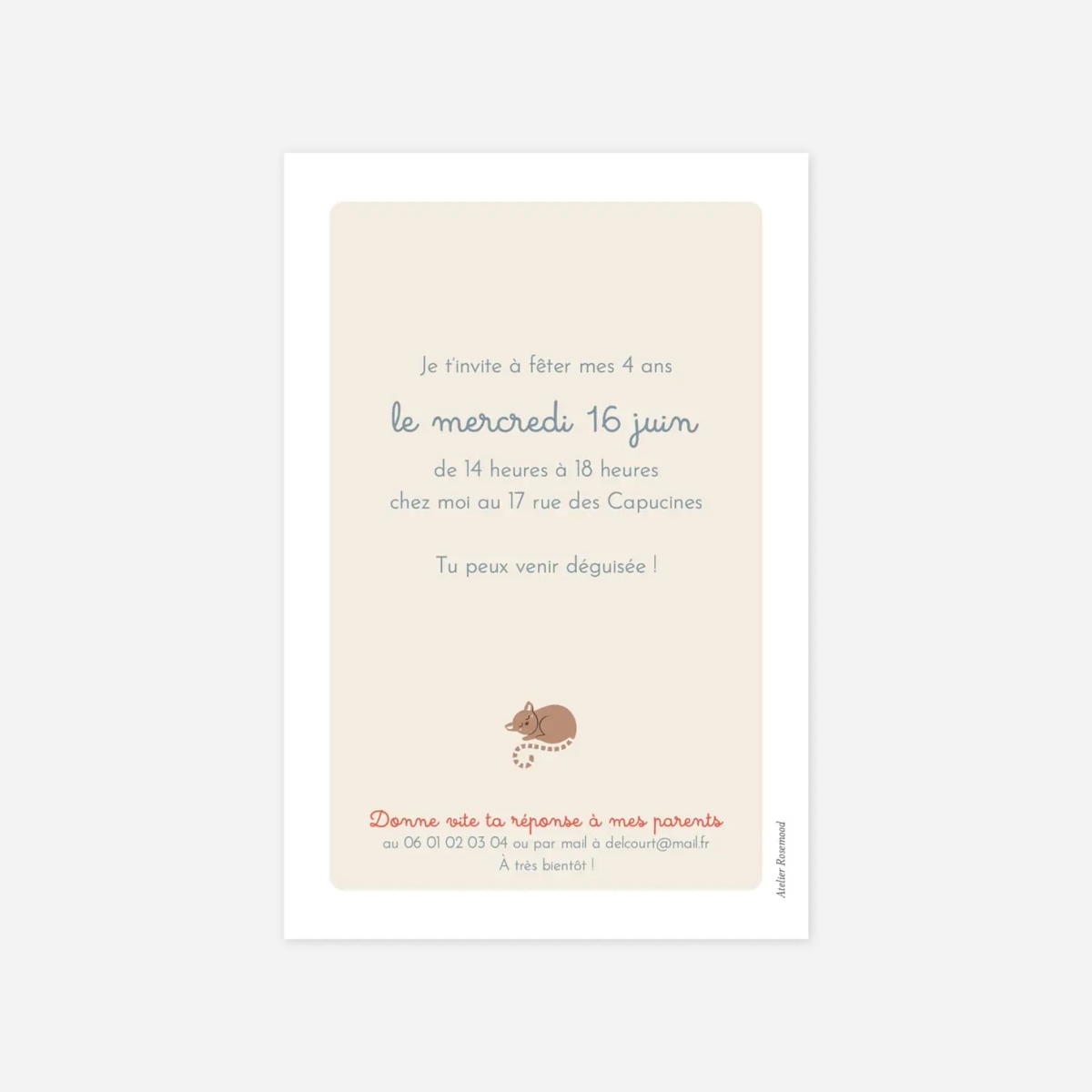 invitation anniversaire enfant La famille des animaux