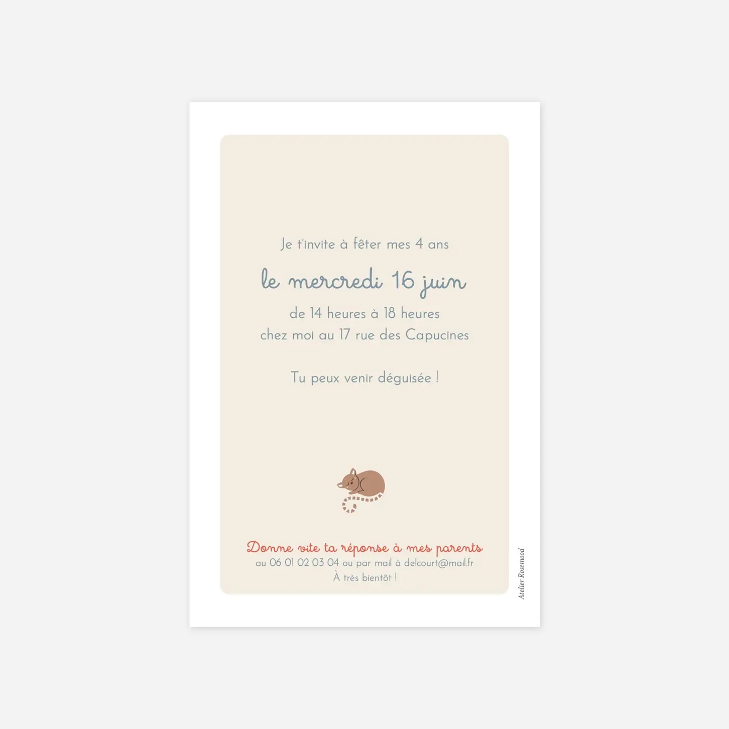 invitation anniversaire enfant La famille des animaux
