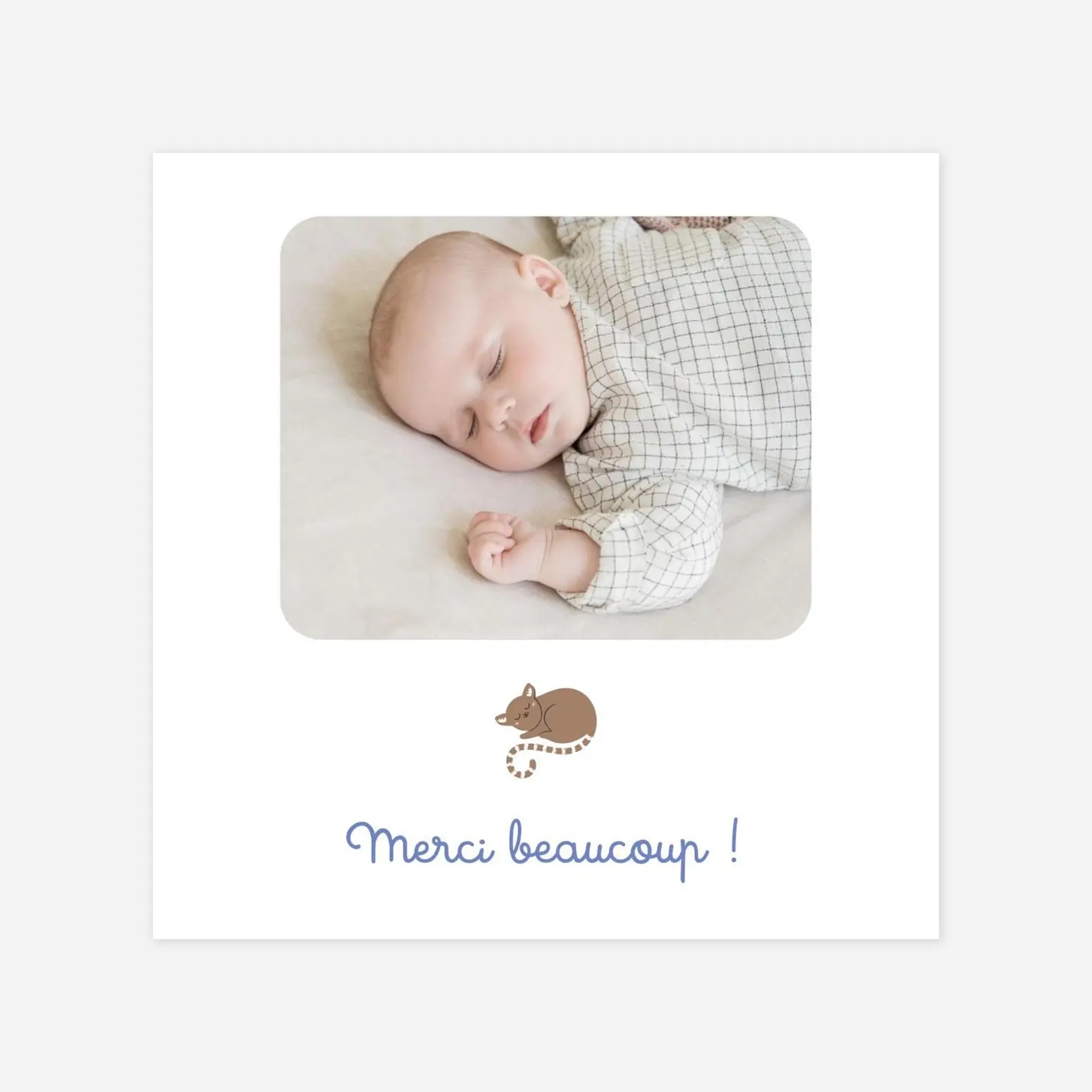 Carte remerciement naissance La famille des animaux