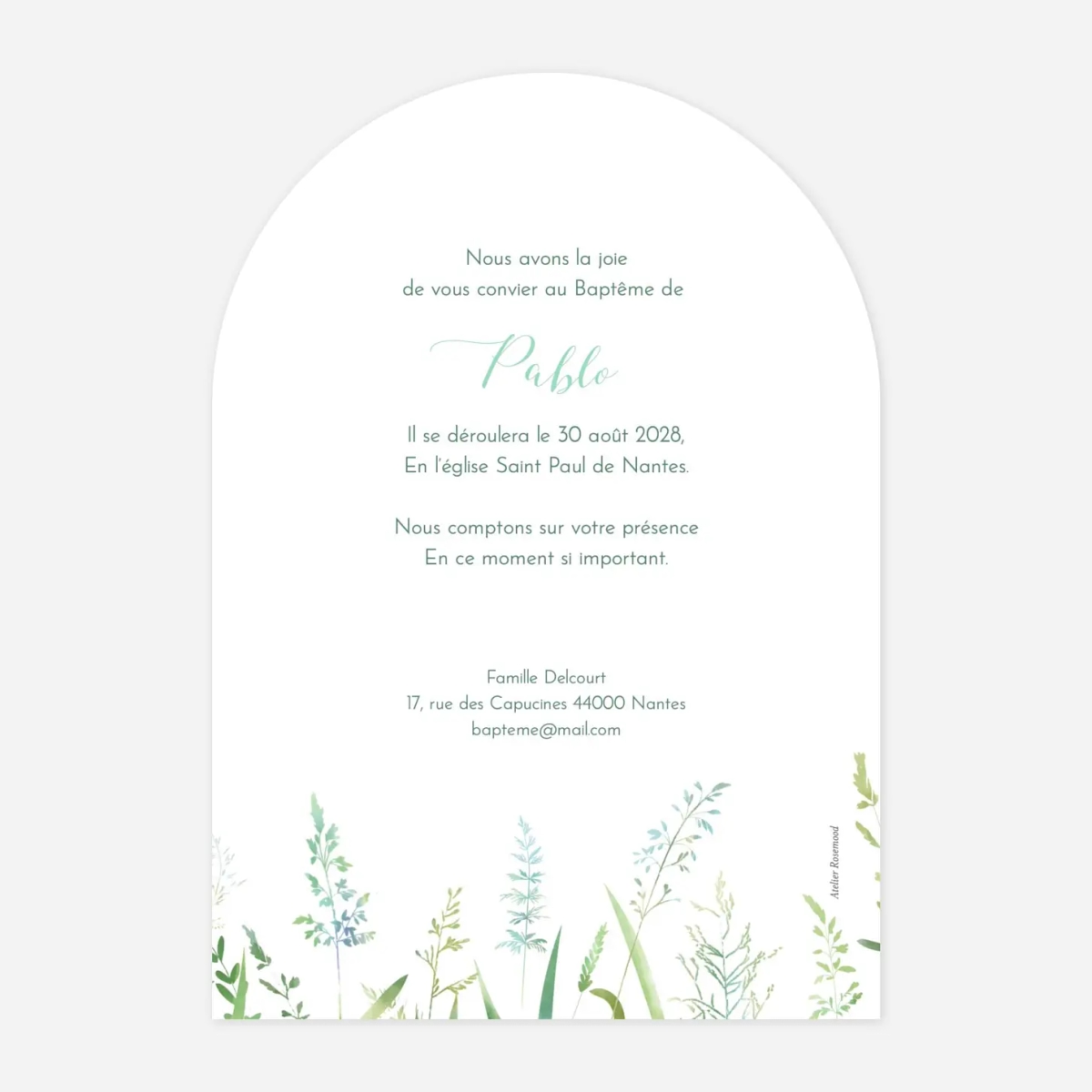 Faire-part baptême Les hautes herbes