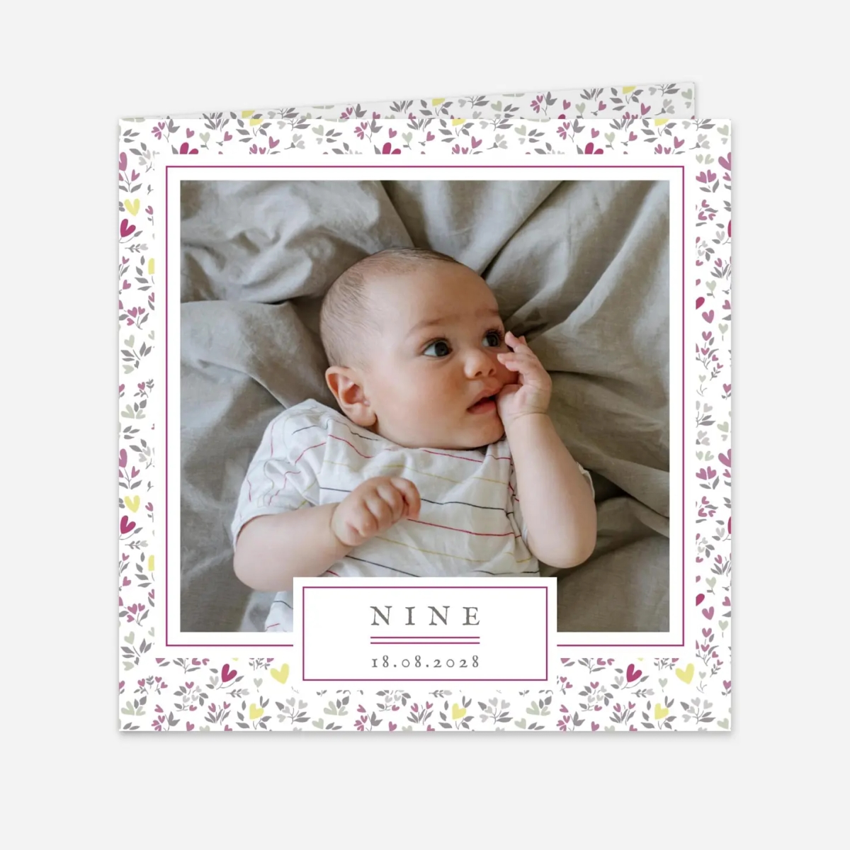 Faire-part naissance Liberty coeur