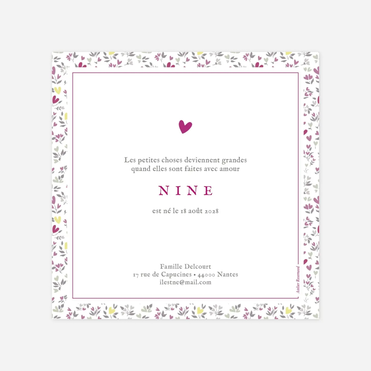 Faire-part naissance Liberty coeur