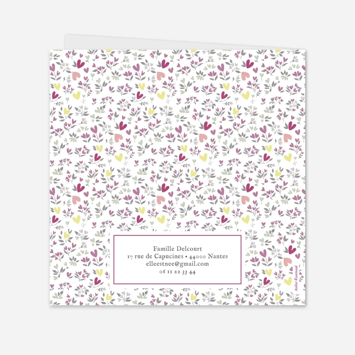 Faire-part naissance Liberty coeur