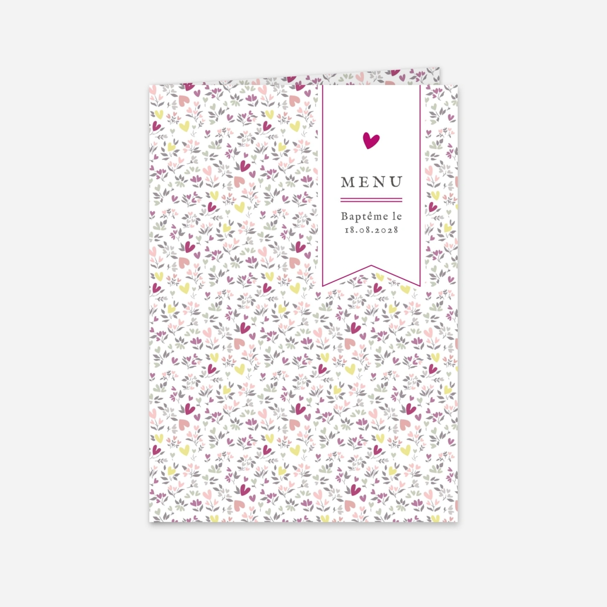 Menu baptême Liberty coeur