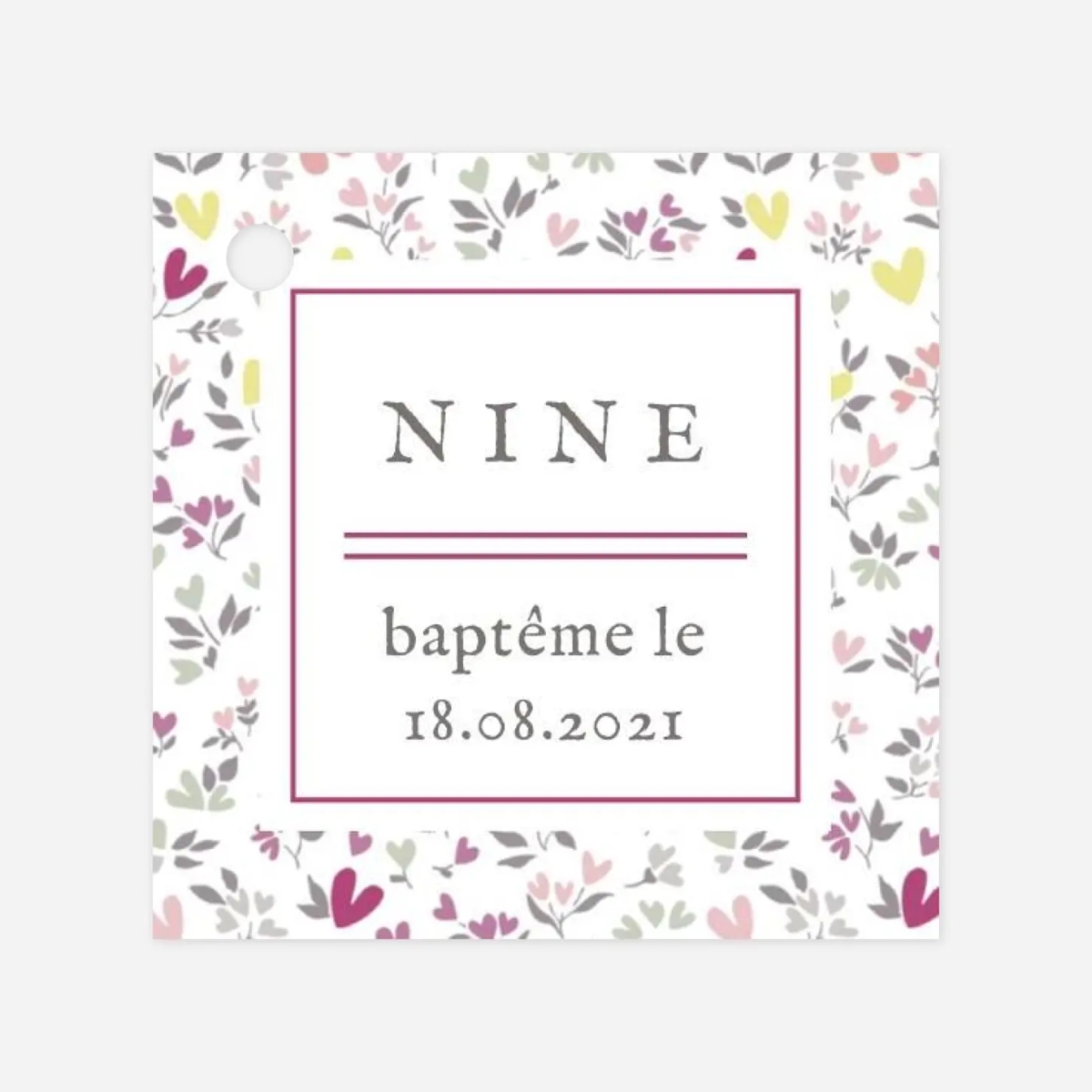 Étiquette baptême Liberty coeur