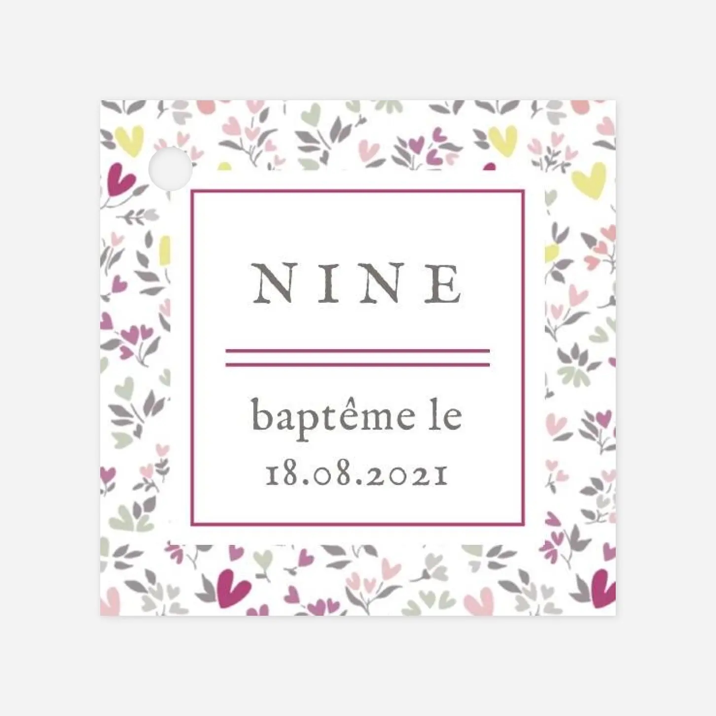 Étiquette baptême Liberty coeur