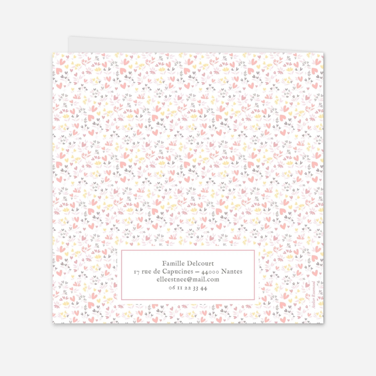 Faire-part naissance Liberty coeur en couleur