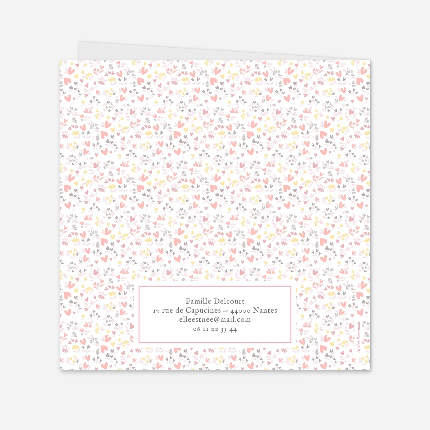 Faire-part naissance Liberty coeur en couleur