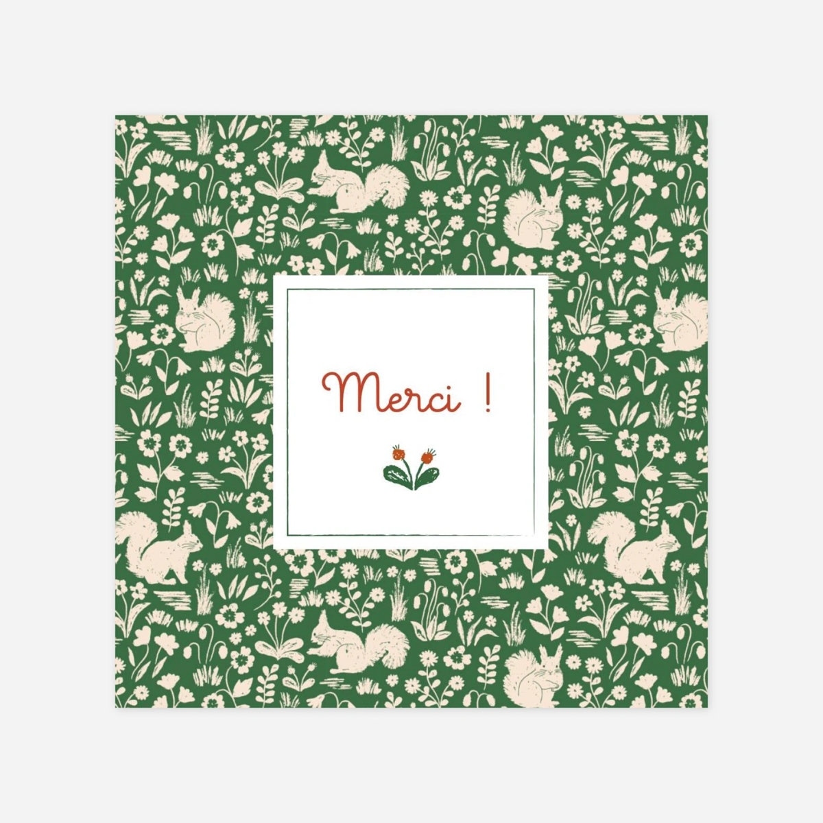 Carte remerciement naissance Liberty écureuil