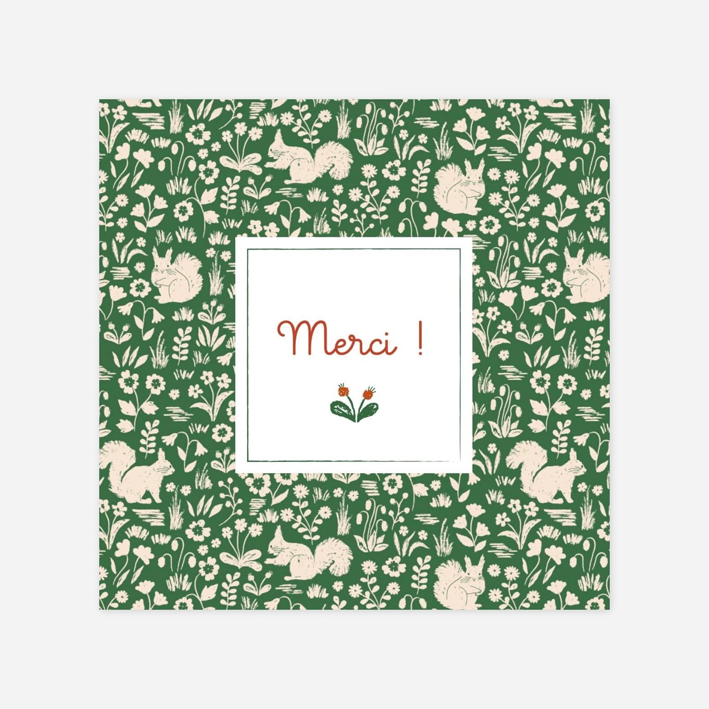 Carte remerciement naissance Liberty écureuil