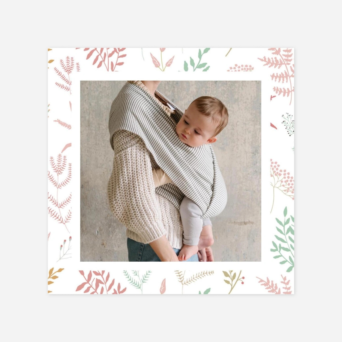 Carte remerciement naissance Liberty feuillage