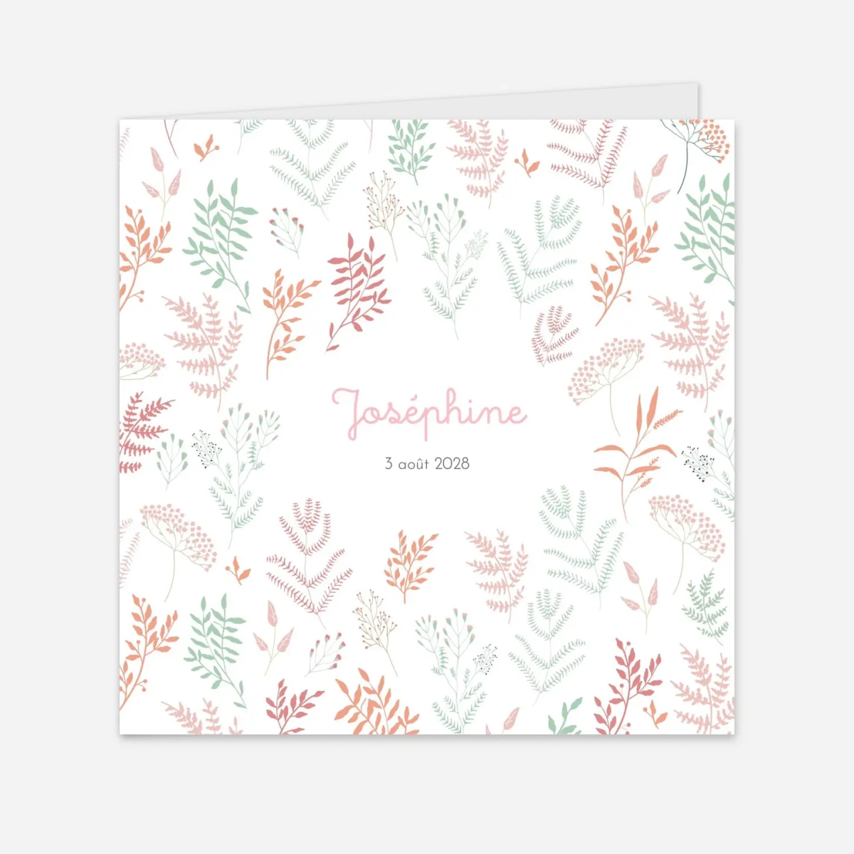 Faire-part naissance Liberty feuillage