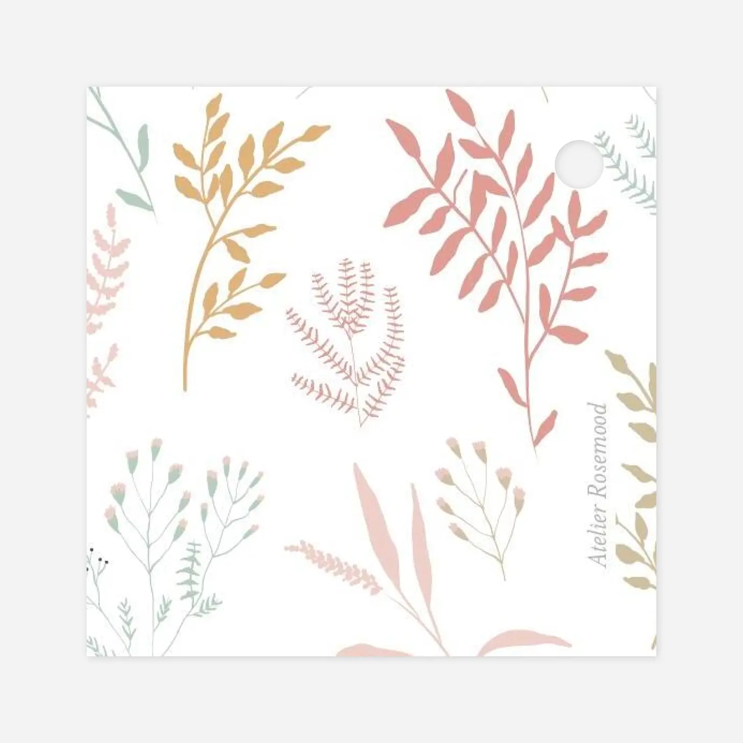 Etiquette perforée baptême Liberty feuillage