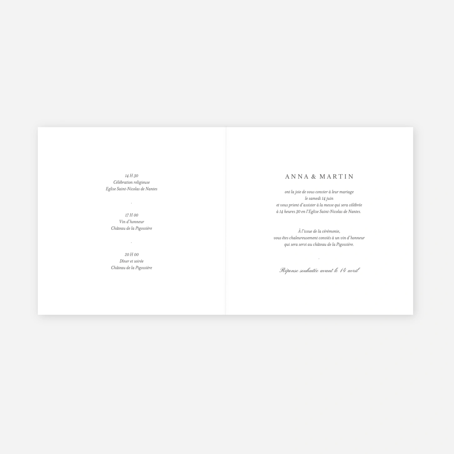 Faire-part mariage Lieu de noces