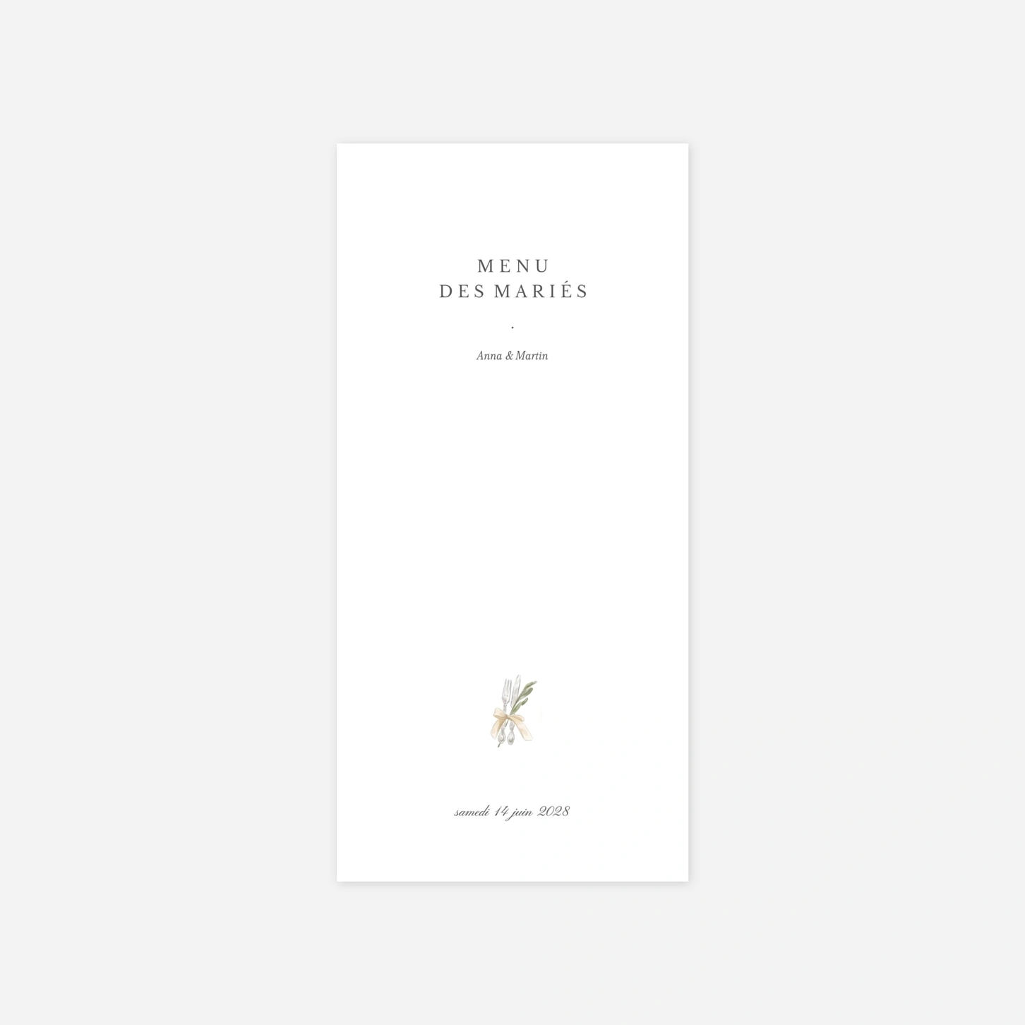 Menu mariage Lieu de noces