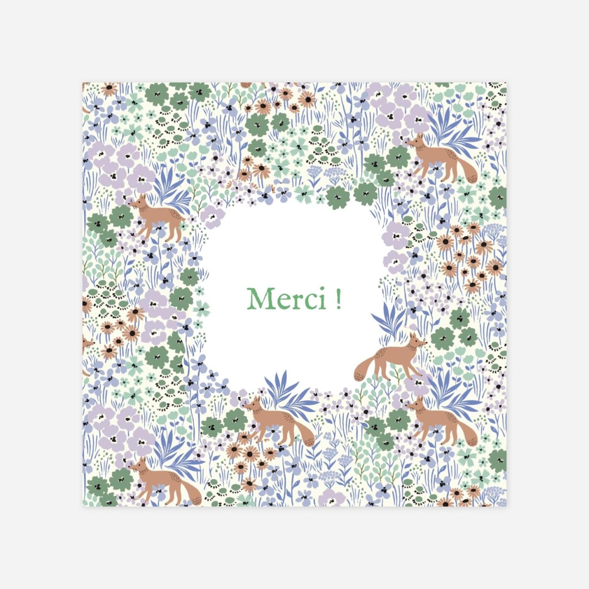 Carte remerciement naissance Liberty renard