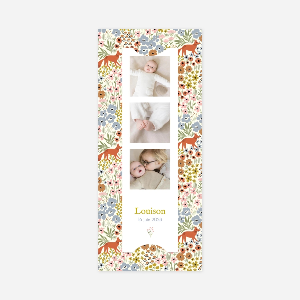 Faire-part naissance Liberty renard