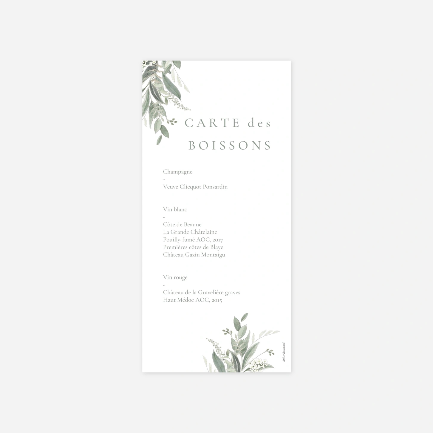 Menu mariage Lien végétal